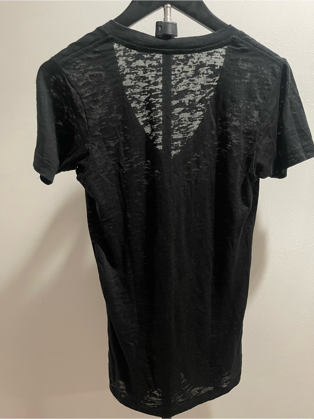 Black Burnout Sugar Skull Graphic V-Neck Tee Rhinestone Tattoo Style - Picture 5 of 5